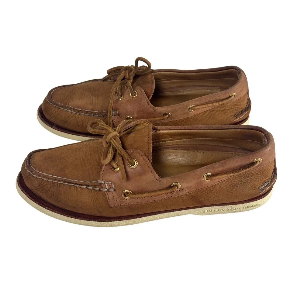 Sperry Boat Shoes Authentic Gold Cup 18K Eyelet‎ Brown Leather Coastal Preppy 9